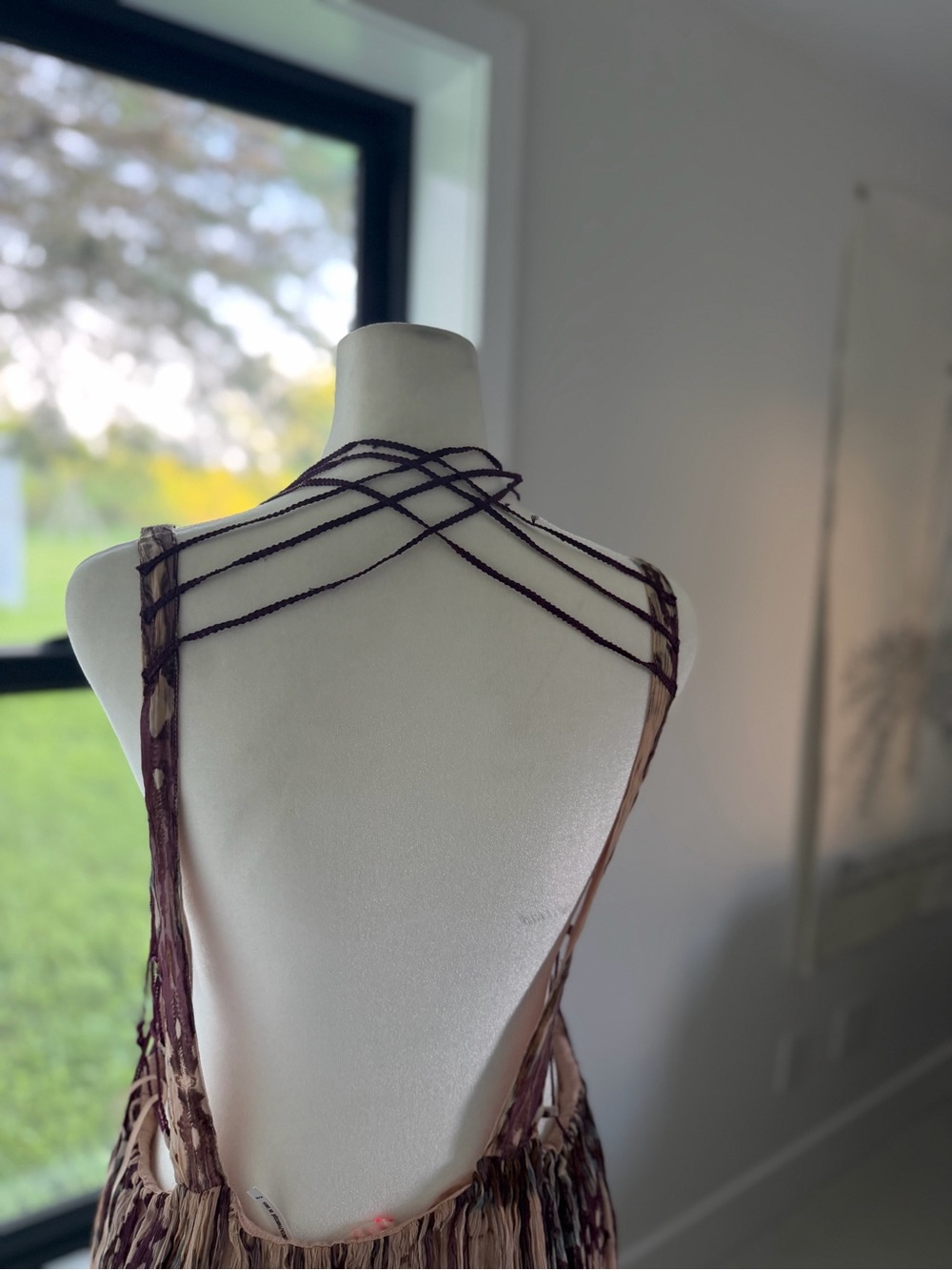 Free People Tie-Dye Crochet Side-Lace Maxi Dress in Mauve and Cream - Picture 8 of 9